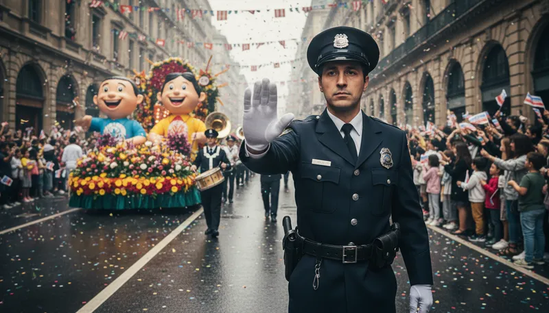 Illustration of policeman: A person who enforces laws and keeps order.