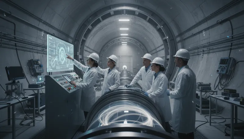 Illustration of collider: A device that accelerates particles to collide.