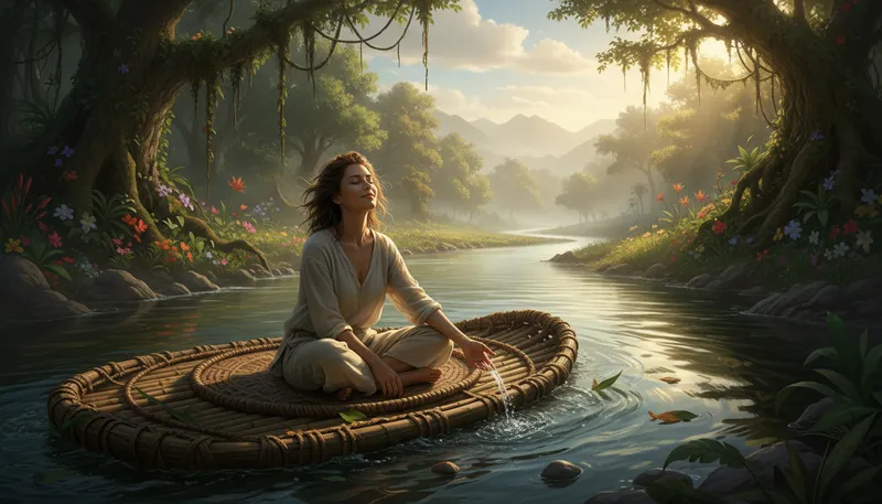 Illustration of go with the flow: to accept things as they happen.