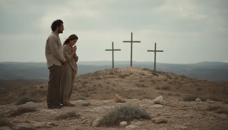 Illustration of calvary: The site of Jesus' crucifixion in Christianity.