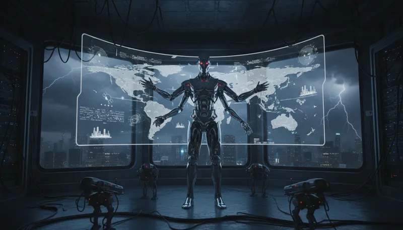 Illustration of ultron: A fictional villainous robot character.