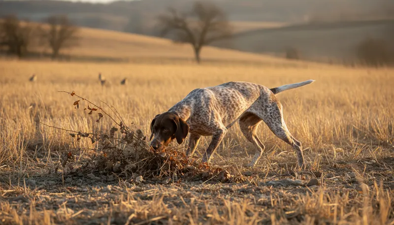 Illustration of pointer: type of hunting dog bred for tracking