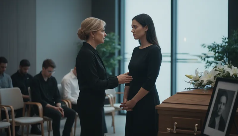 Illustration of offer one's condolences: express sympathy for someone's loss.