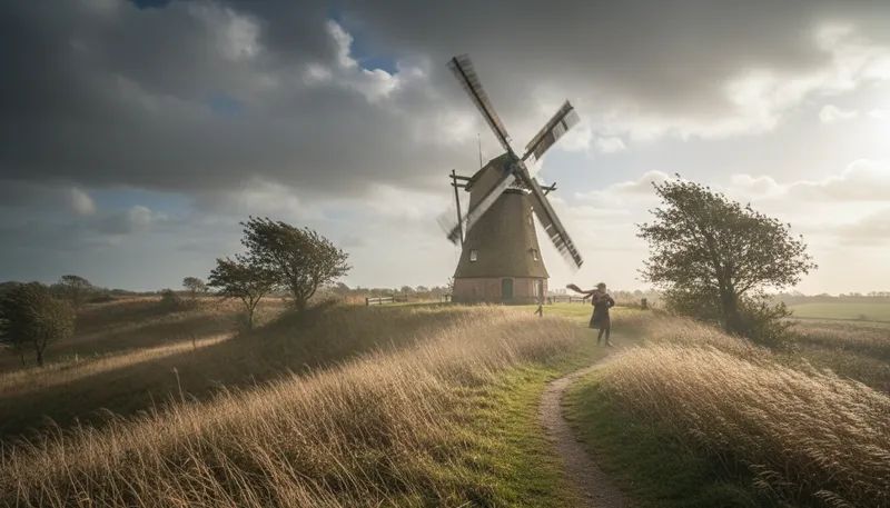 Illustration of windmill: A structure that converts wind into energy.