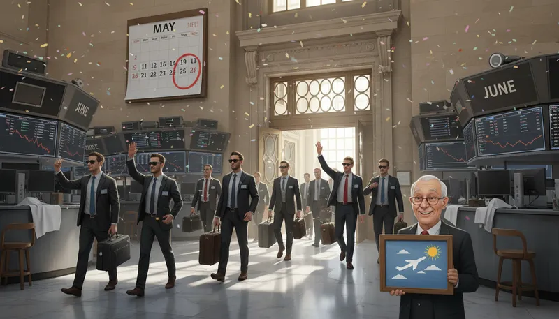 Illustration of sell in may and go away: Investment strategy advising to sell in May.
