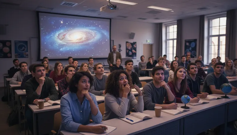 Illustration of cosmology: The study of the universe's origin and structure.