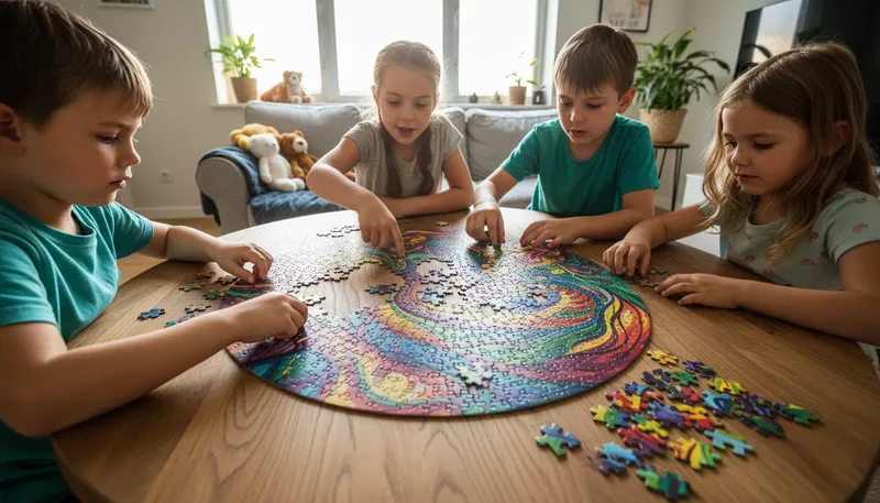 Illustration of jigsaw: A puzzle made of interlocking pieces.