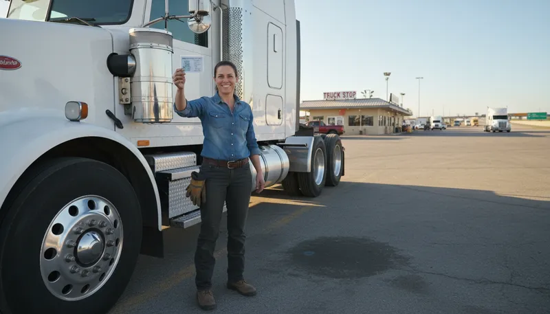 Illustration of cdl: A commercial driver's license for trucks.