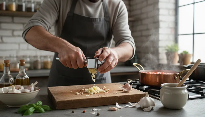 Illustration of mince: To cut food into very small pieces.