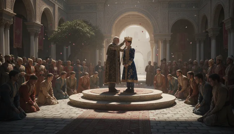 Illustration of kingship: The position or authority of a king.