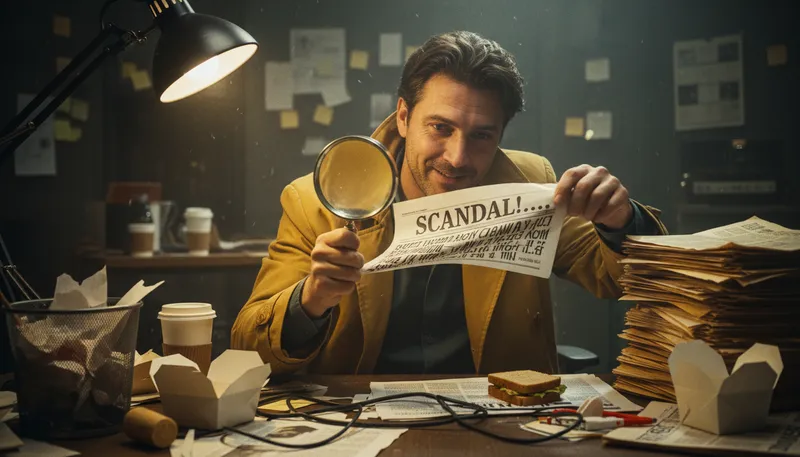 Illustration of yellow journalist: a writer who sensationalizes news