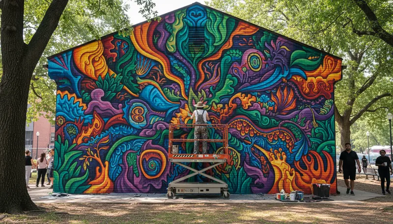 Illustration of psychedelic: Relating to colorful, mind-altering experiences.