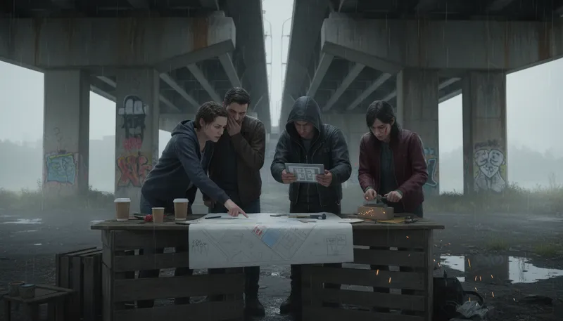 Illustration of gang: a group of criminals