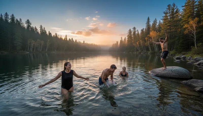 Illustration of dip: a brief swim or immersion