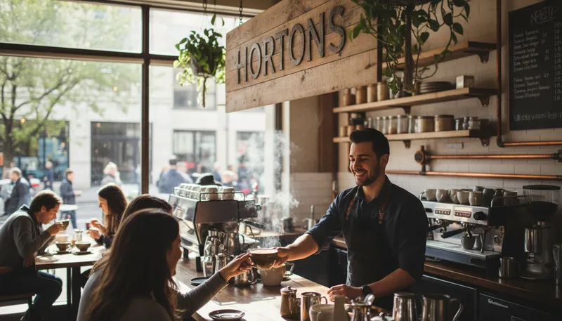 Illustration of hortons: A surname or brand name, often related to food.