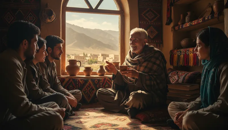 Illustration of afghan: a native or inhabitant of Afghanistan