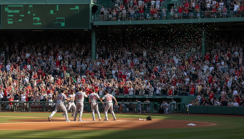 Illustration of fenway: A famous baseball park in Boston.