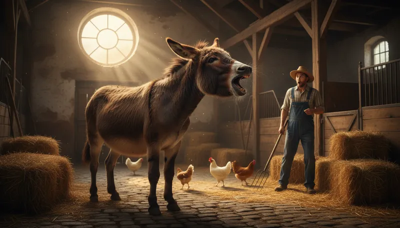 Illustration of donkey: A domesticated animal used for carrying loads.