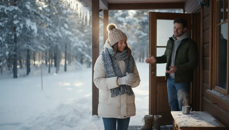 Illustration of wrap up: dress warmly for cold weather