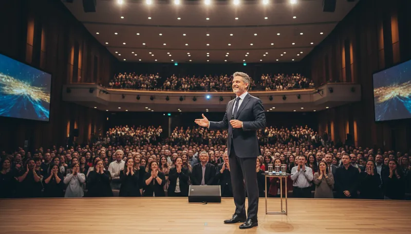 Illustration of speaker: a person who talks to an audience