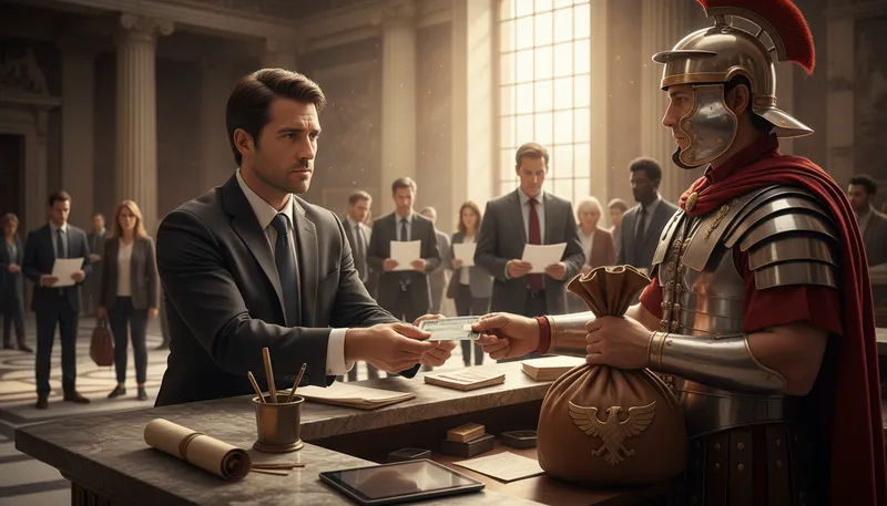 Illustration of render unto caesar: to give what belongs to authority