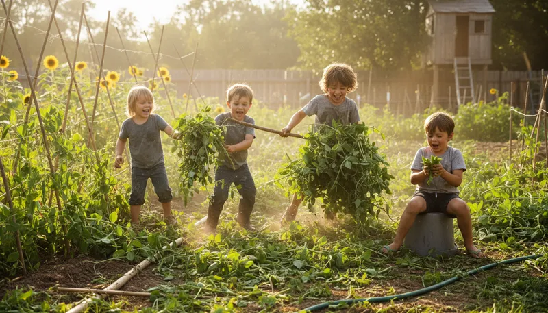 Illustration of tear up the pea patch: cause a lot of trouble or chaos.