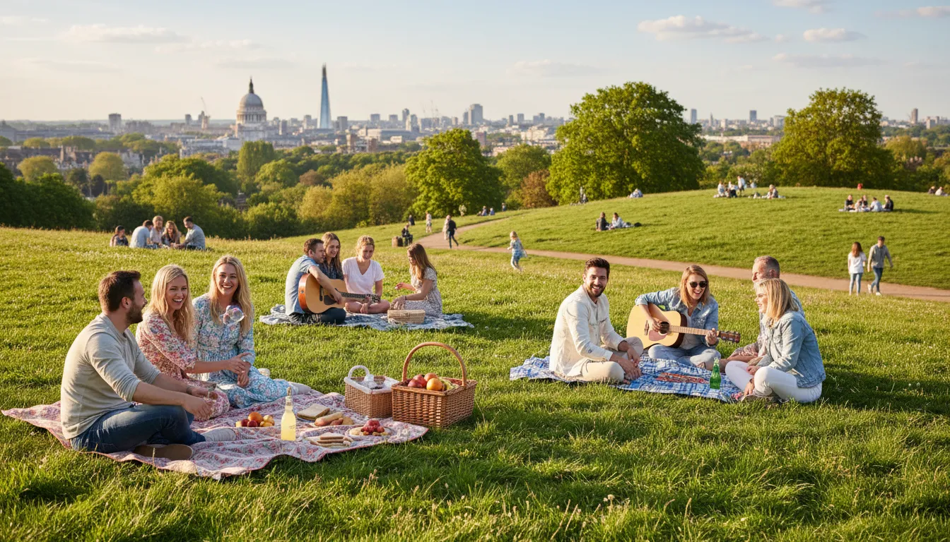 “Hampstead” kelimesinin çizimi: A district in London known for parks.