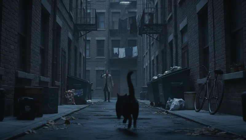 Illustration of alleyway: A narrow passage between buildings.