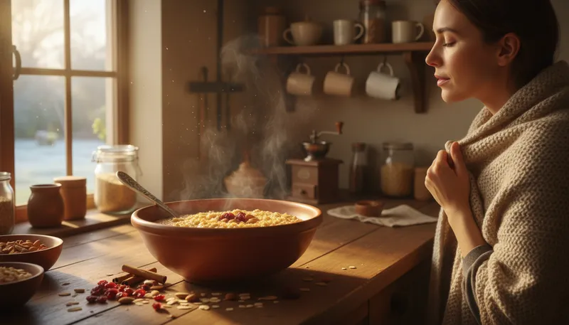 Illustration of porridge: a hot cereal made from oats or grains