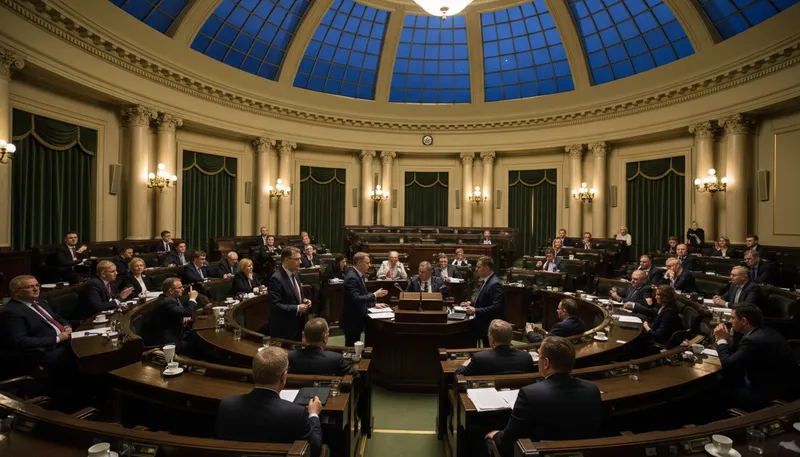 Illustration of polish parliament: A mix of political discussion and polish.