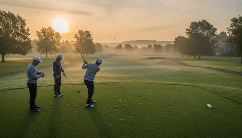 Illustration of tee off: begin a golf game by hitting the ball