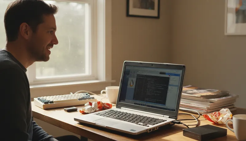 Illustration of linux: An open-source computer operating system.