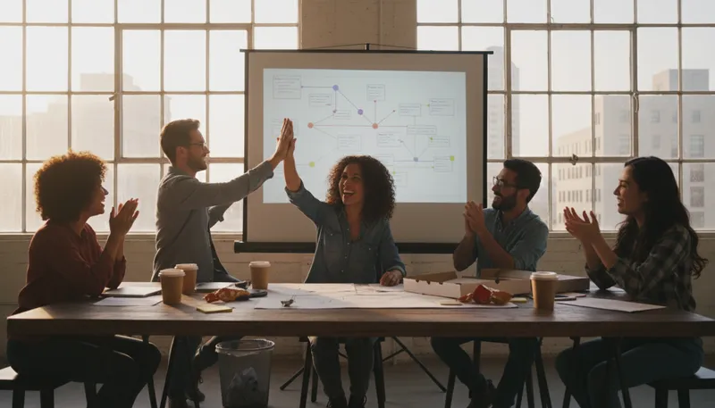 Illustration of teamwork: Working together to achieve a common goal.