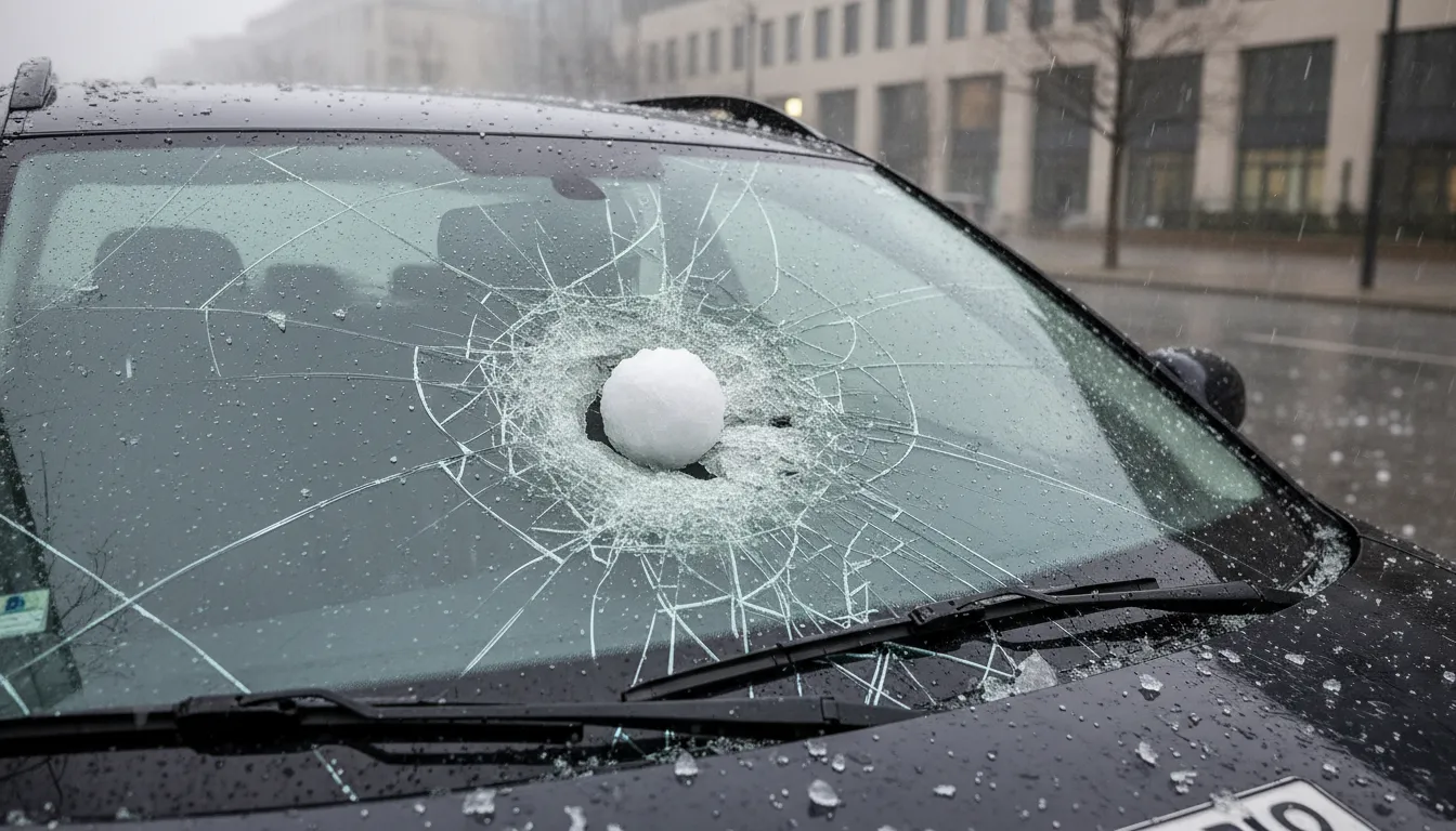 hailstoneのイラスト：A small ball of ice that falls from storm clouds.
