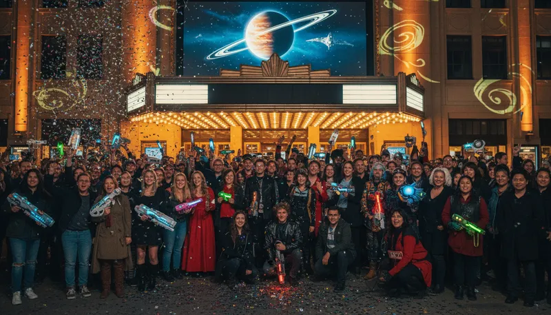 Illustration of fandom: A group of fans who share enthusiasm.