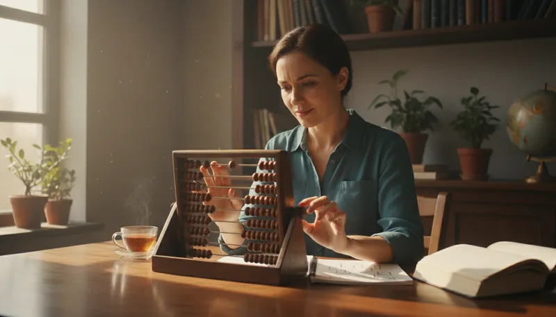 Illustration of abacus: An ancient counting tool with beads.