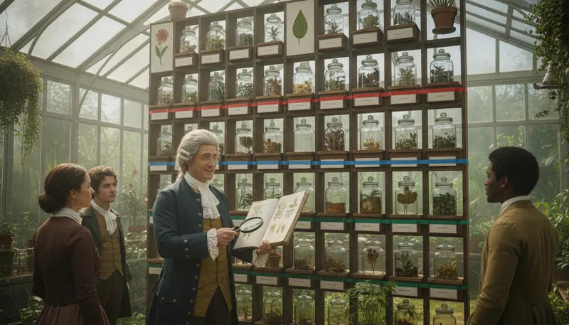 Illustration of linnaeus: A scientist known for naming living things.