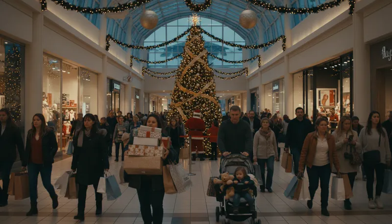 Illustration of consumerism: The belief that acquiring goods is important.