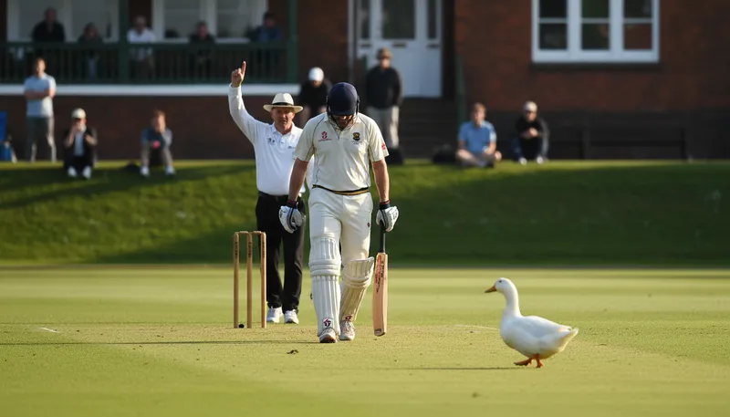 Illustration of out for a duck: To fail without scoring in a game.