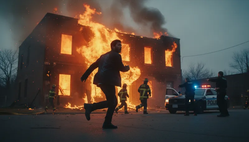 Illustration of arsonist: A person who intentionally sets fires.