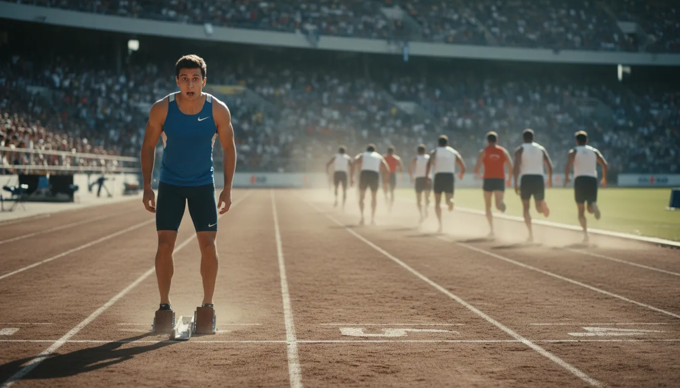 Иллюстрация be left at the post: To be outpaced or defeated.