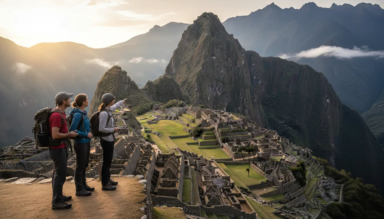 Machu 的插图：the first word of a famous ancient Inca site.