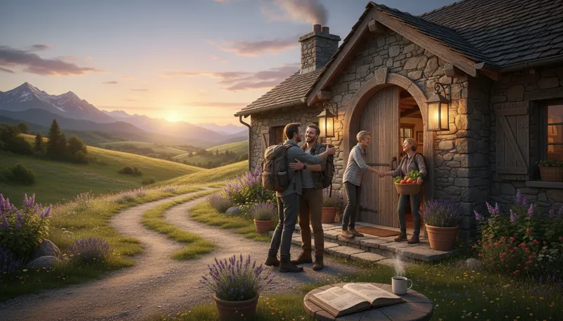 Illustration of guesthouse: A small house for accommodating guests.