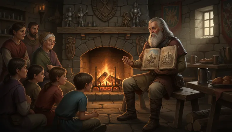 Illustration of yore: A time long ago; in the past.