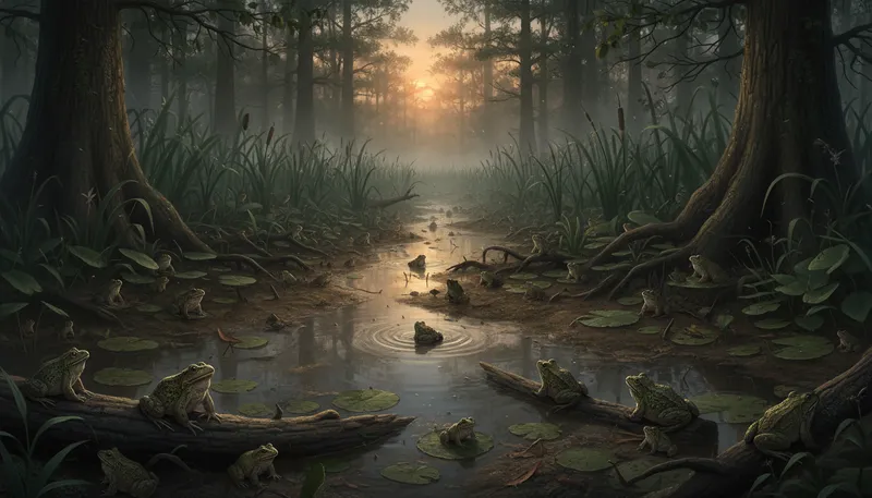 Illustration of slough: A swamp or wetland area.