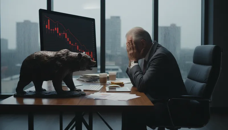Illustration of bearish: Expecting a decline in prices or value.