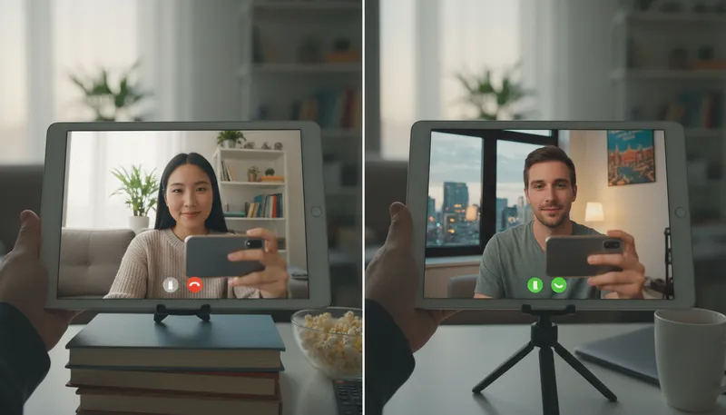 Illustration of ldr: long-distance relationship between partners.