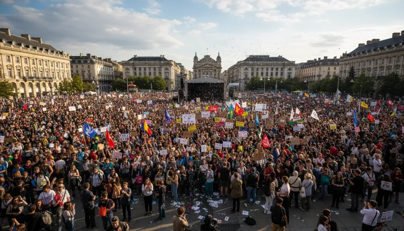 Illustration of demonstration: public display of opinion or support