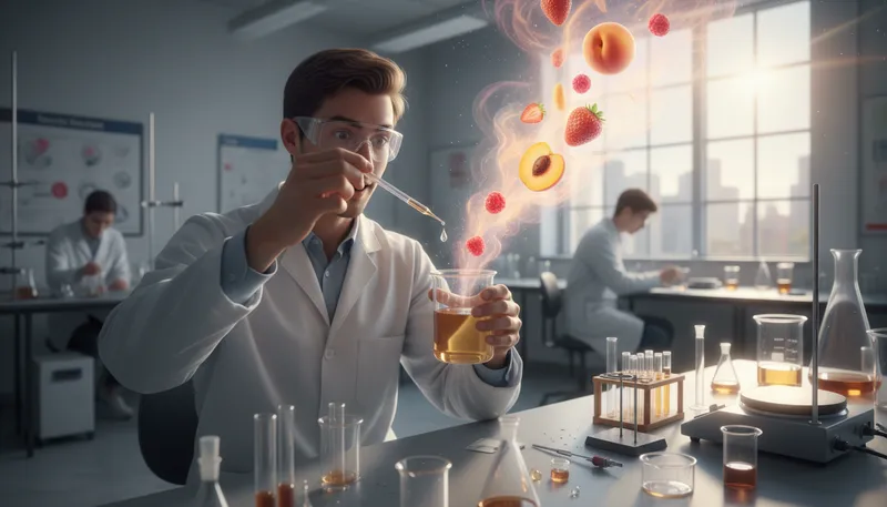 Illustration of ester: A chemical compound formed from alcohol and acid.