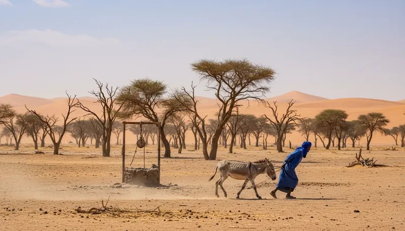 Illustration of sahel: A region in Africa between the Sahara and savanna.